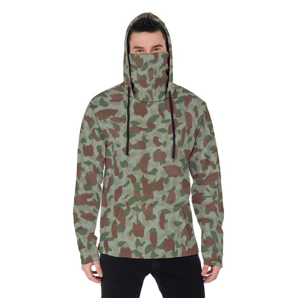 Frogskin Camo Men's Pullover Hoodie with gaiter mask from Equippage.com