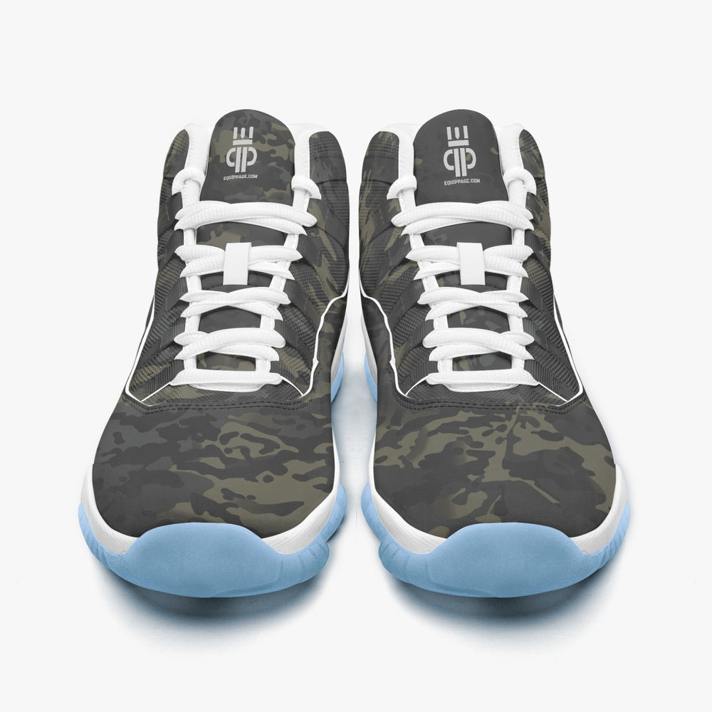 Equippage Black MultiCam Basketball Sneakers -Blue Sole