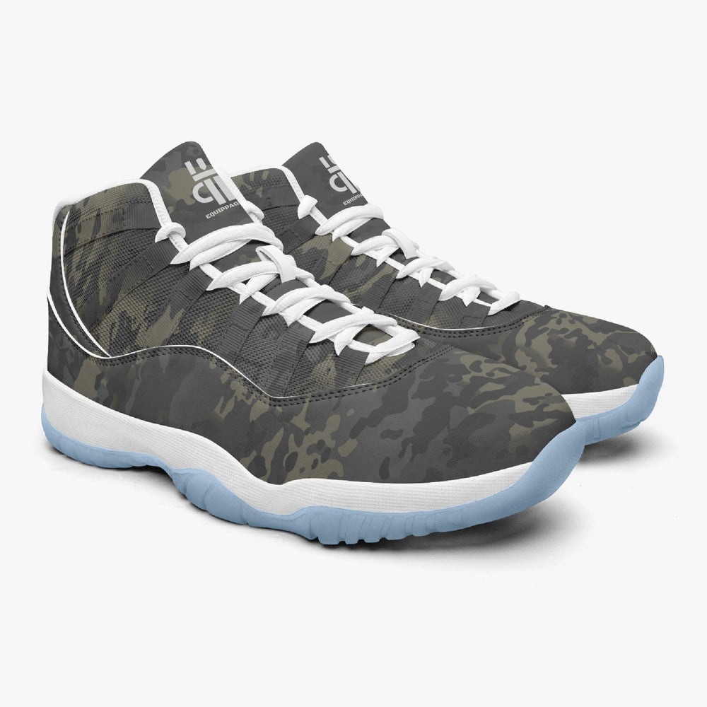 Equippage Black MultiCam Basketball Sneakers -Blue Sole