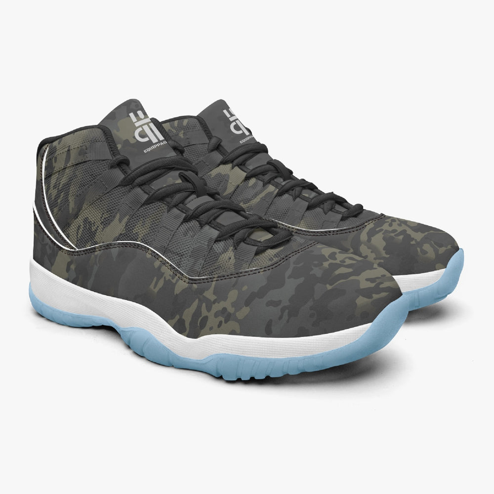 Equippage Black MultiCam Basketball Sneakers -Blue Sole