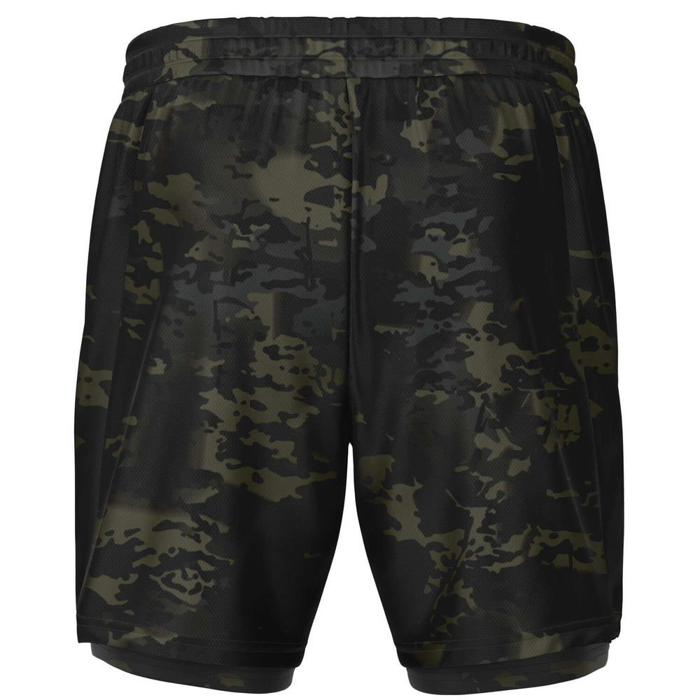 Equippage Men's 2-in-1 Black MultiCam Shorts
