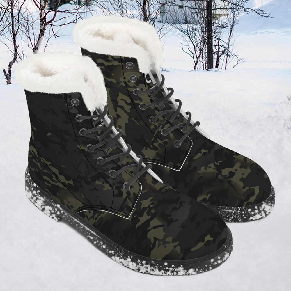 Equippage Black MultiCam Faux Fur Leather Boots