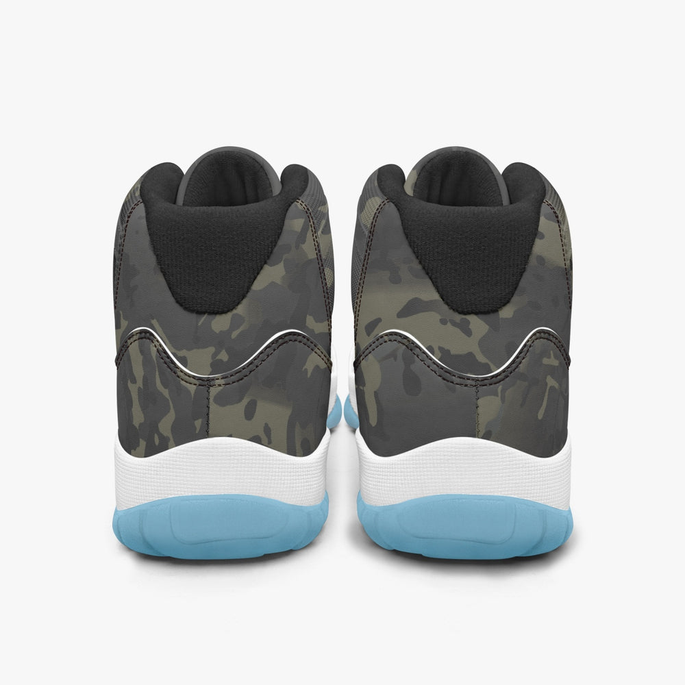 Equippage Black MultiCam Basketball Sneakers -Blue Sole