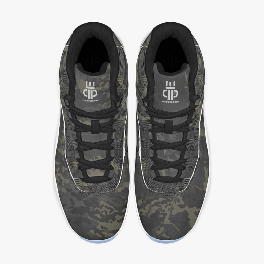 Equippage Black MultiCam Basketball Sneakers -Blue Sole