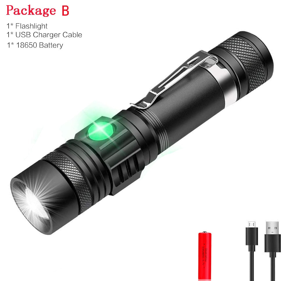 Pocketman LED USB Rechargeable Flashlight