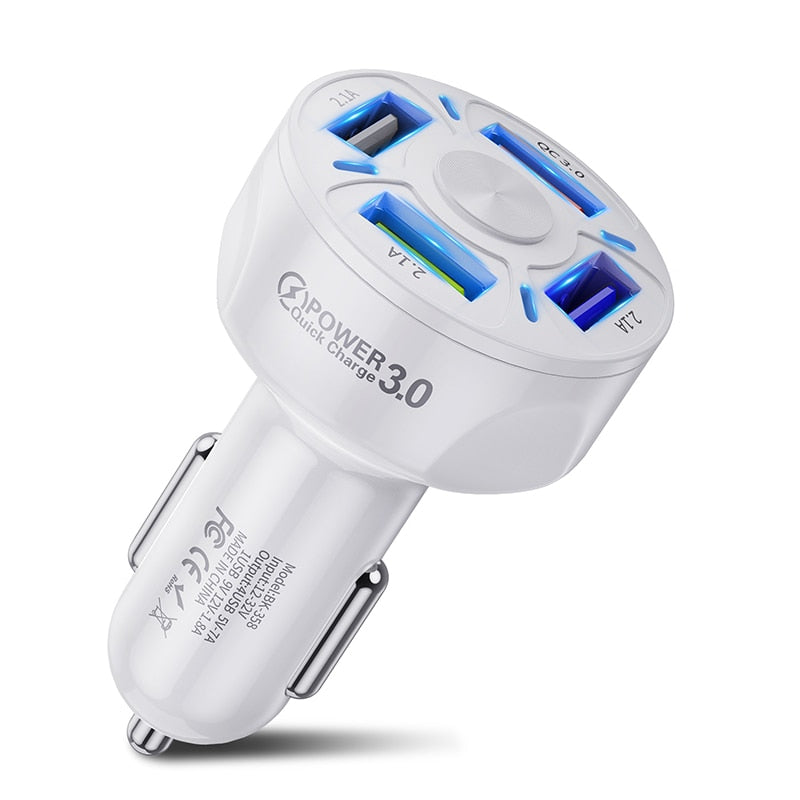 USLION 4 Ports USB Car Fast Charger