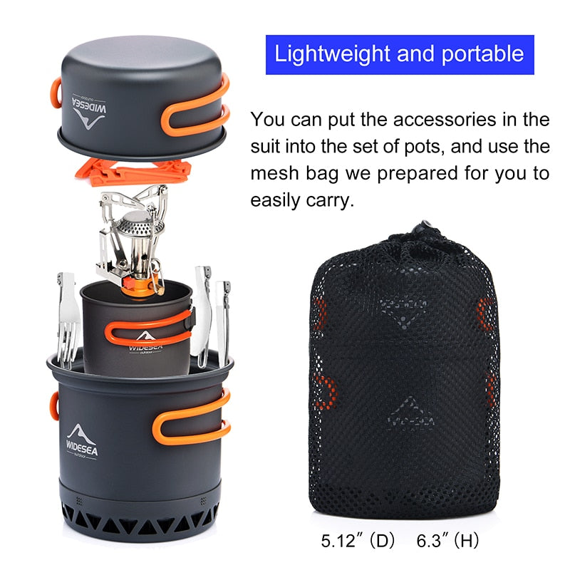 Widesea Camping Ultra-light Cookware Pots Set & Burner