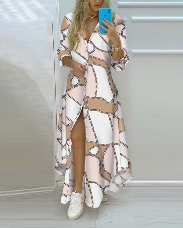 Cotton Loose Long Sleeve Maxi Dress