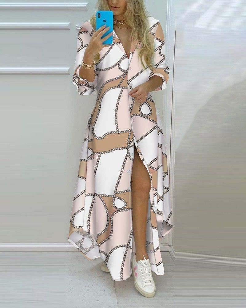 Cotton Loose Long Sleeve Maxi Dress