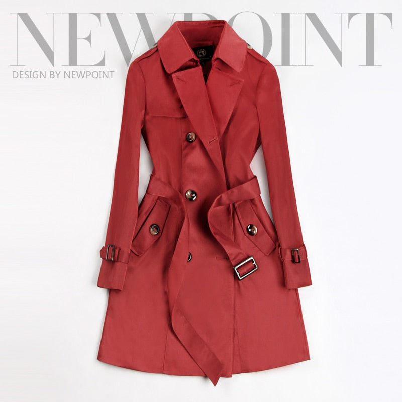 Women Double Breasted Mid-long Trench Coat