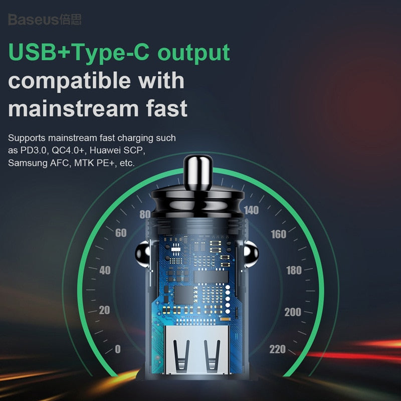 Baseus 30W USB Car Quick Charger 4.0 3.0
