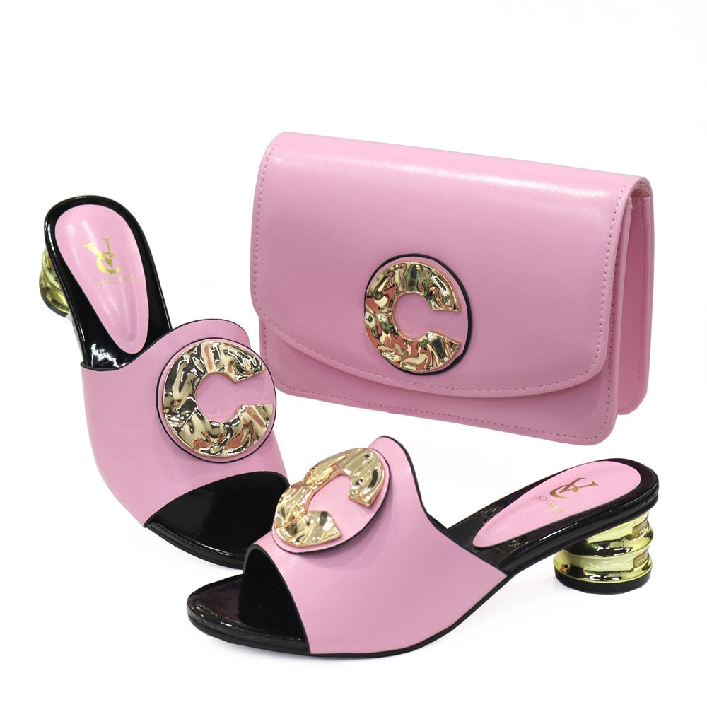 Casual Ladies Slippers and Leather Bags Set