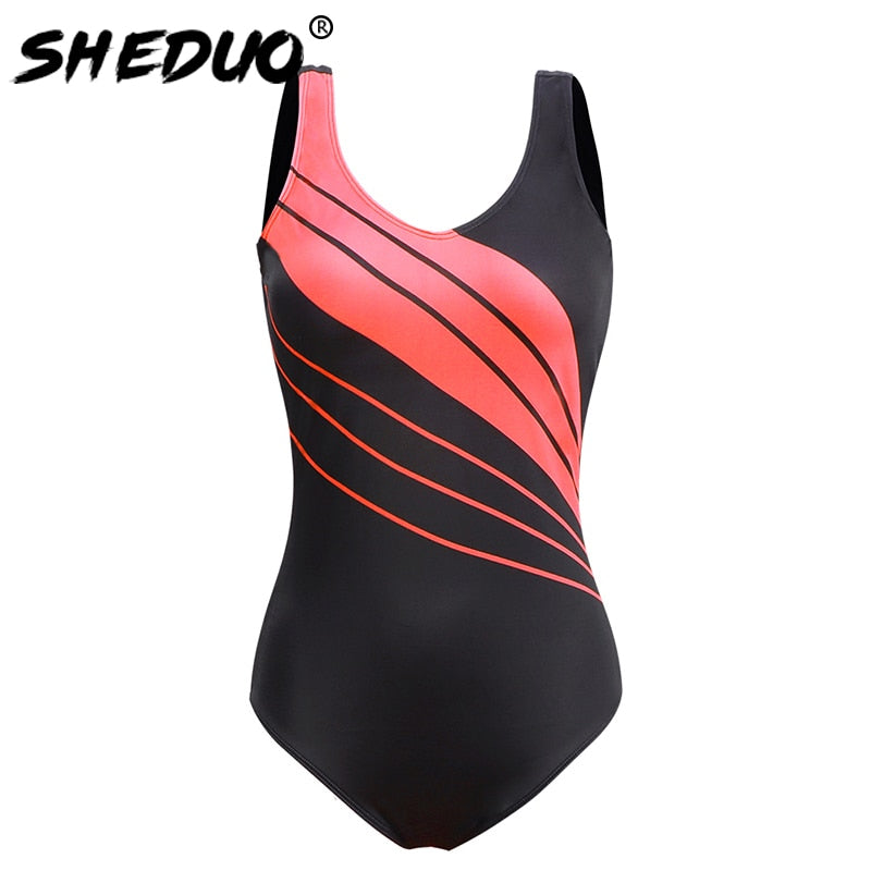 SHEDUO One Piece Printed Sport Swimsuit