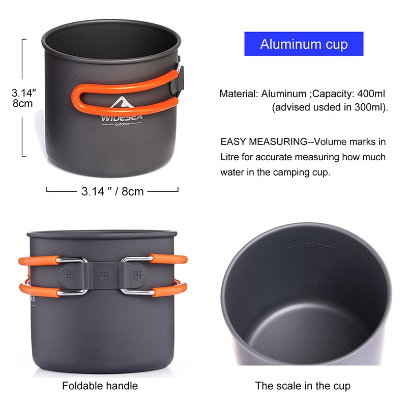 Widesea Camping Ultra-light Cookware Pots Set & Burner
