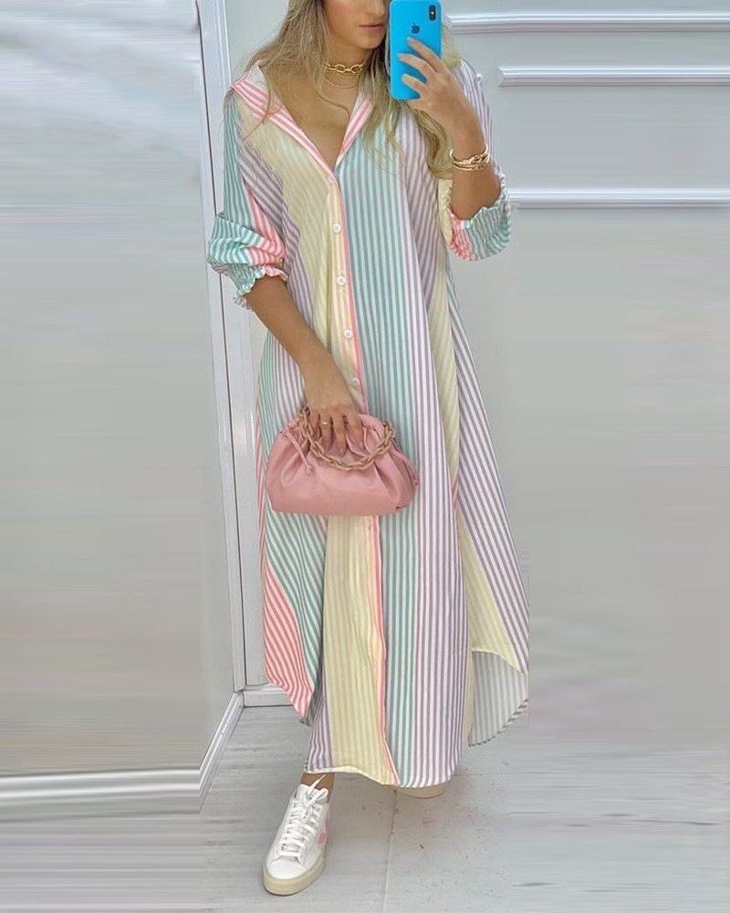 Cotton Loose Long Sleeve Maxi Dress