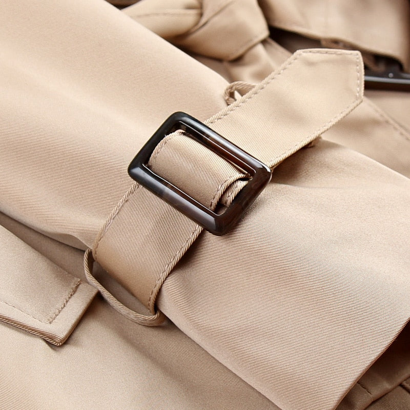Women Double Breasted Mid-long Trench Coat