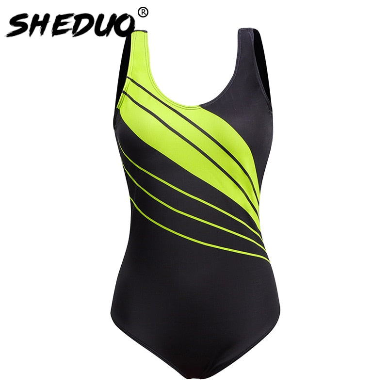 SHEDUO One Piece Printed Sport Swimsuit