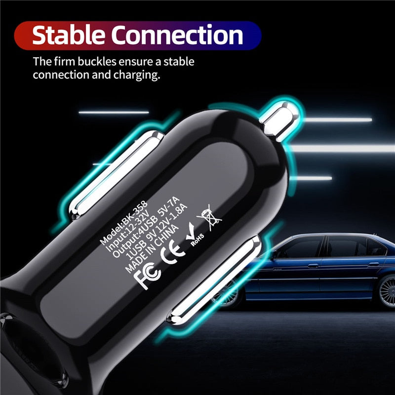 USLION 4 Ports USB Car Fast Charger