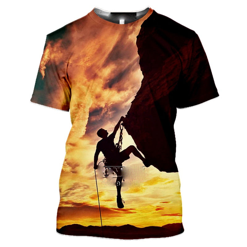 Outdoor Mountain Climbing 3D Print Unisex T-Shirts