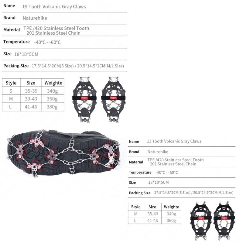 Naturehike 13/19 Teeth Anti-slip Climbing Crampons