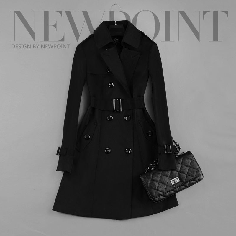 Women Double Breasted Mid-long Trench Coat