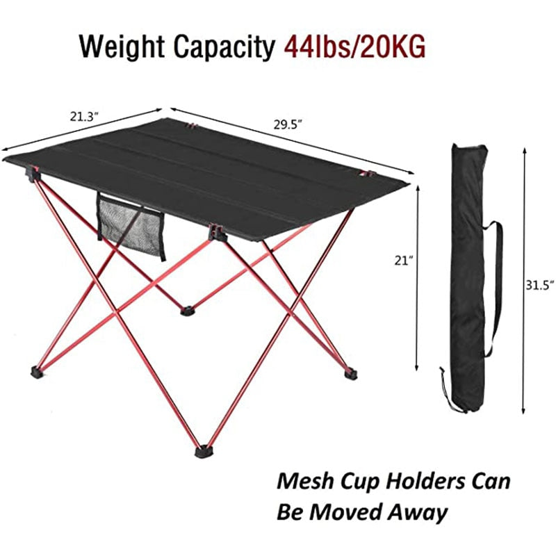 Lightweight Table 4 Mesh Cup Holders  Carrying Bag Included Folding Canvas Camping Table for Picnic BBQ Fishing Hiking