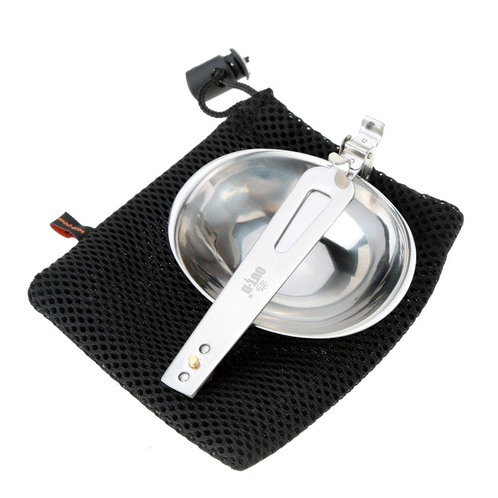 Outdoor Camping Tableware Foldable Spoon Soup Ladle Stainless Steel Abrasion-resistant Portable Cooking Spoon Utensil Spoon Tool