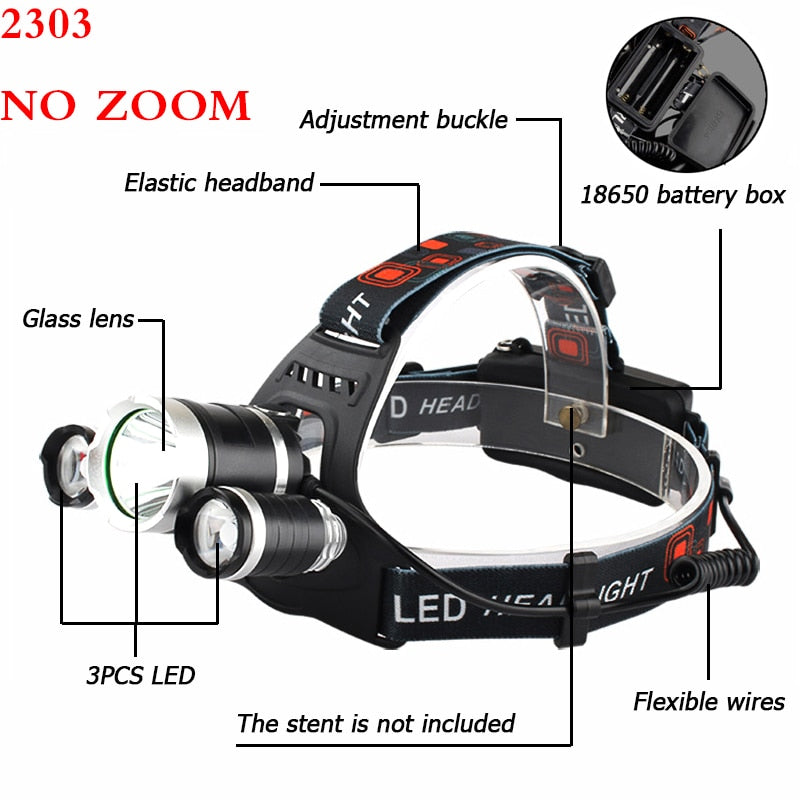 Zoomable 13000LM LED T6 Headlamp