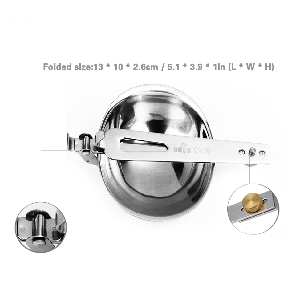 Outdoor Camping Tableware Foldable Spoon Soup Ladle Stainless Steel Abrasion-resistant Portable Cooking Spoon Utensil Spoon Tool