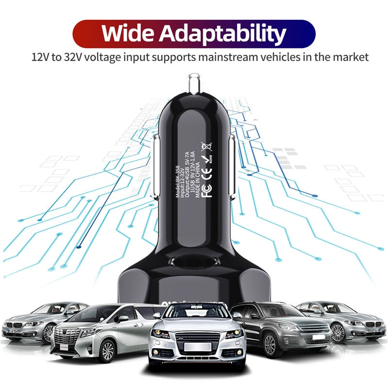 USLION 4 Ports USB Car Fast Charger