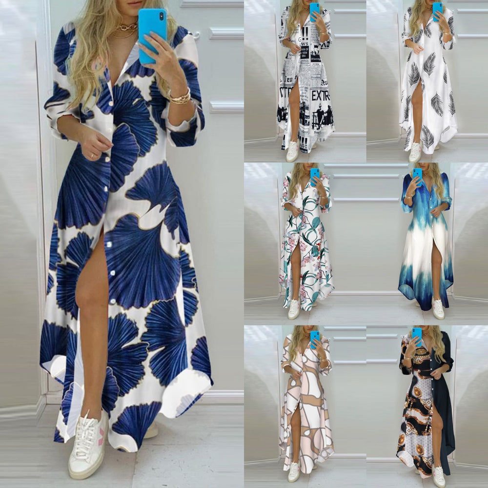 Cotton Loose Long Sleeve Maxi Dress