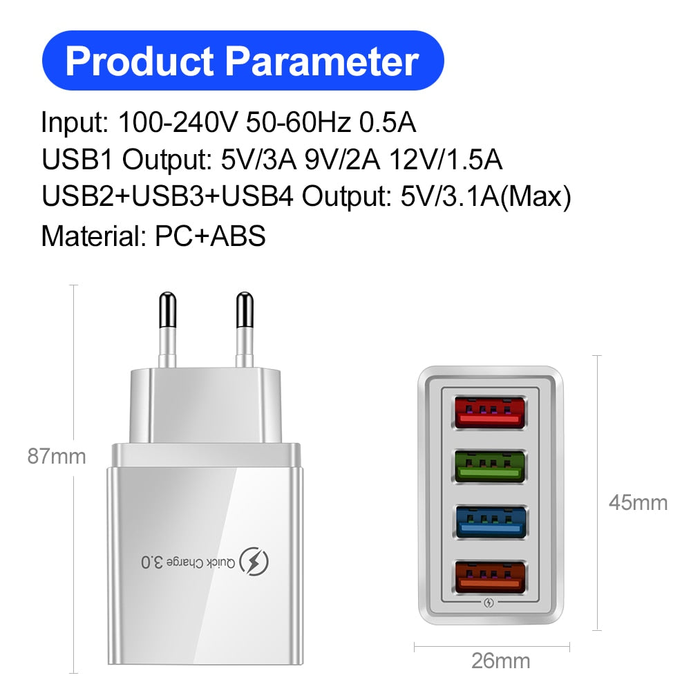EU/US Plug USB Quick Charger 3.0