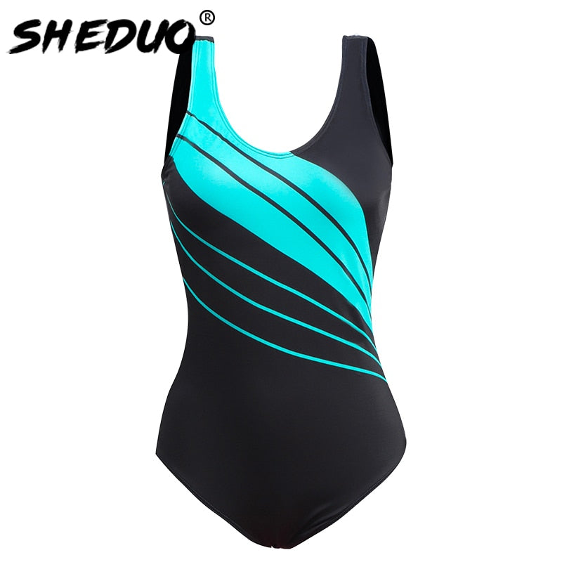 SHEDUO One Piece Printed Sport Swimsuit