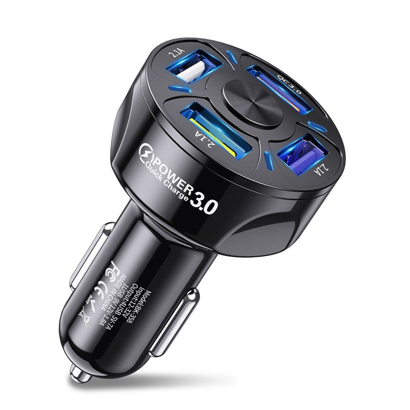 USLION 4 Ports USB Car Fast Charger