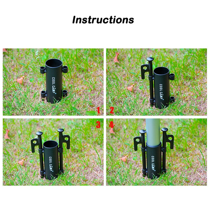 Awning Rod Holder Outdoor Camping Canopy Rod Iron Holder Fixed Tube Reinforced Windproof Tent Awning Pole Accessories