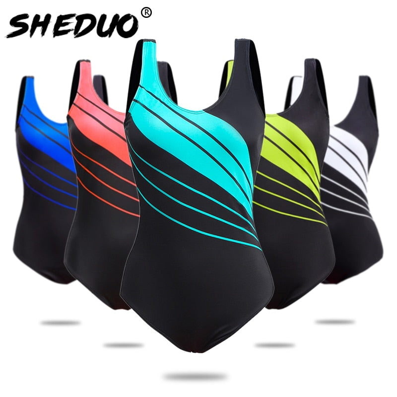 SHEDUO One Piece Printed Sport Swimsuit
