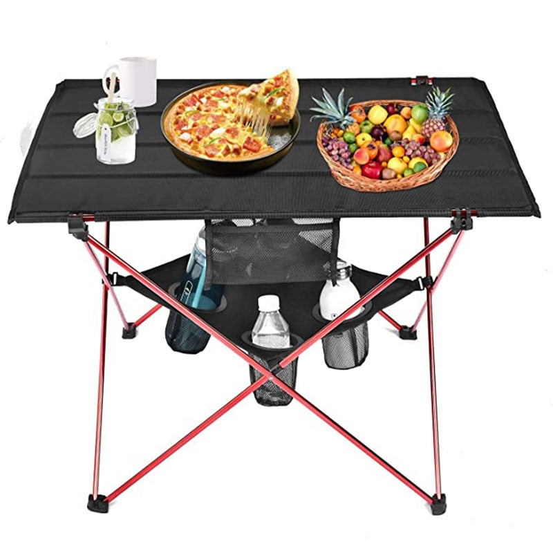 Lightweight Table 4 Mesh Cup Holders  Carrying Bag Included Folding Canvas Camping Table for Picnic BBQ Fishing Hiking