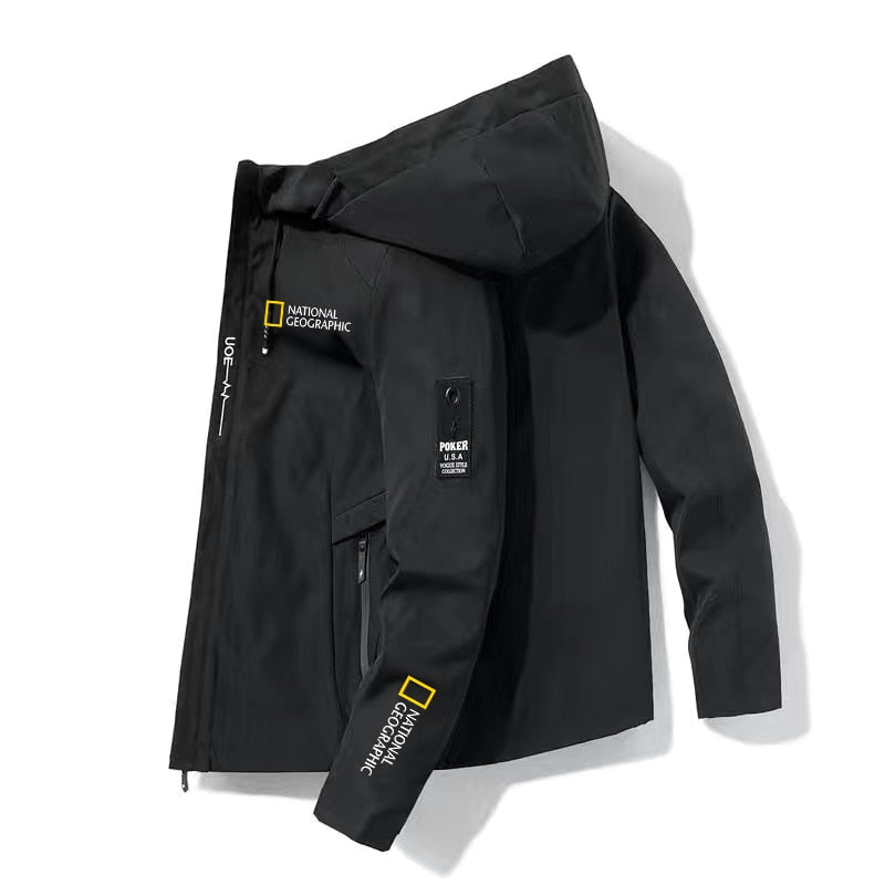 Breathable Waterproof Hoodie Trench Coat