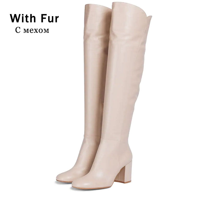 Fashion Leather Knee Boots