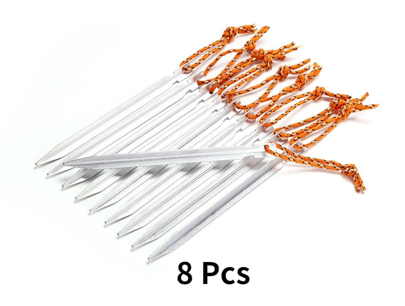 JUNGLE KING Newest 8 Pcs Aluminument Tent Pegs Nail with Rope Camping Hiking Equipment Outdoor Traveling Tent Accessories 18CM