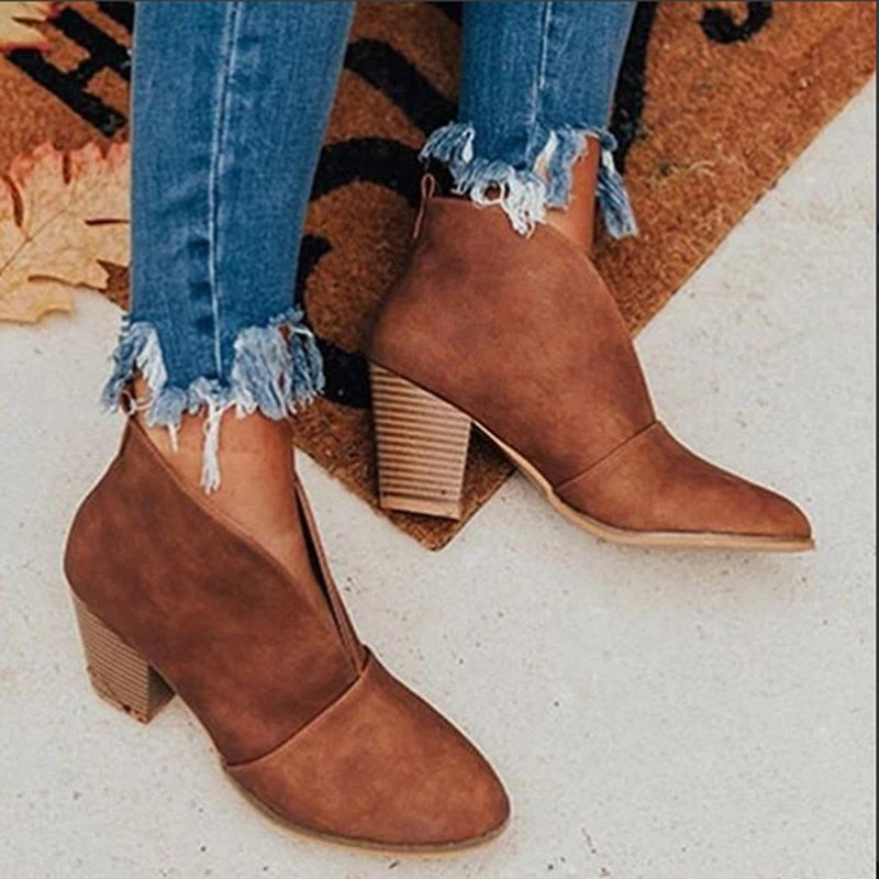 GAOKE Women's Suede Ankle Boots
