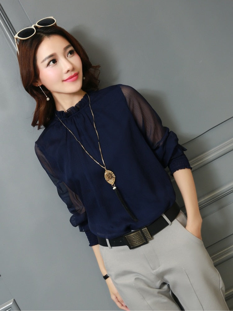 Elegant Lady Casual Chiffon Blouses