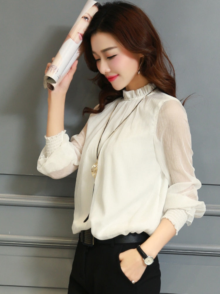 Elegant Lady Casual Chiffon Blouses