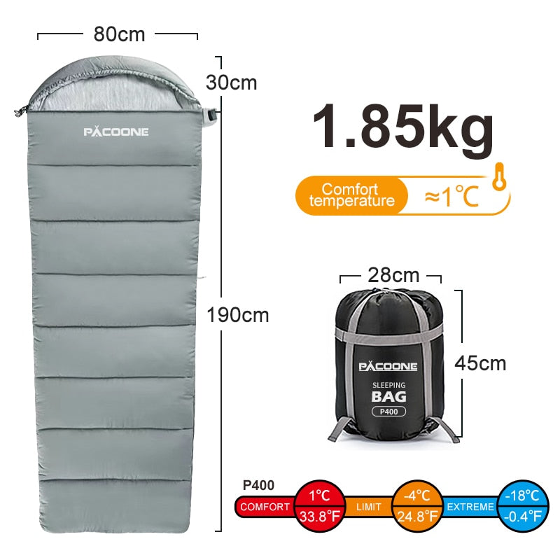 Pacoone Camping Sleeping Bag Lightweight 4 Season Warm & Cold Envelope Backpacking Sleeping Bag for Outdoor Traveling Hiking