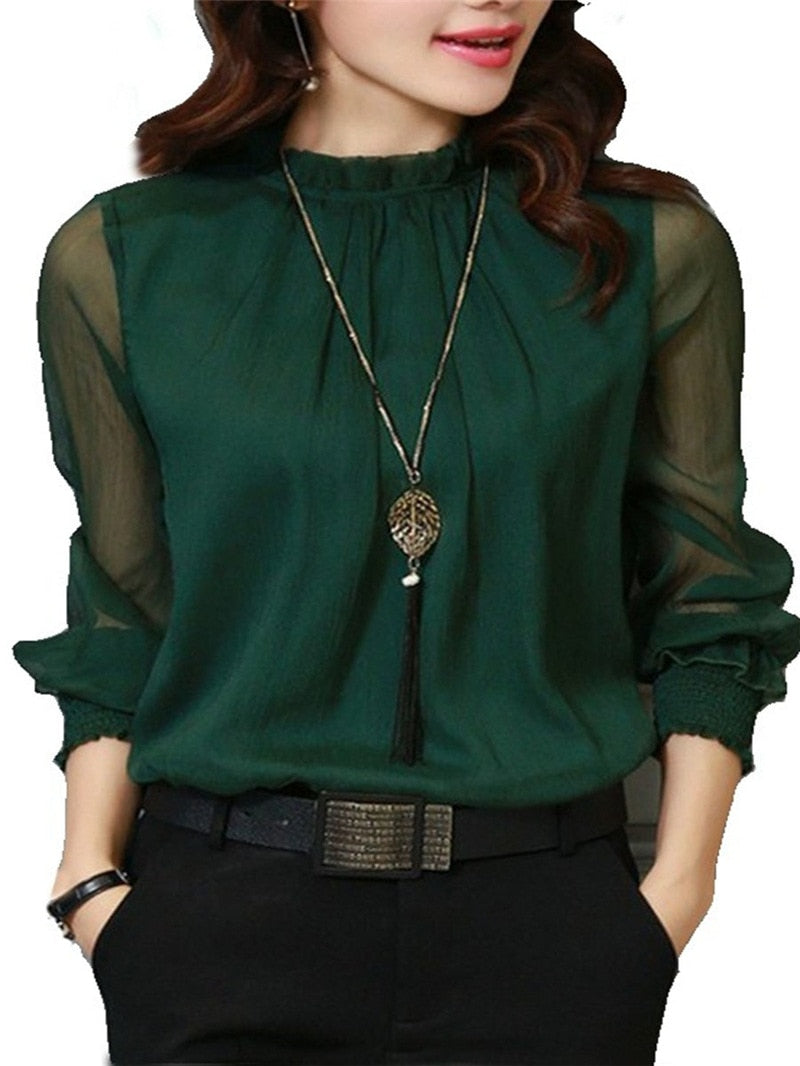 Elegant Lady Casual Chiffon Blouses
