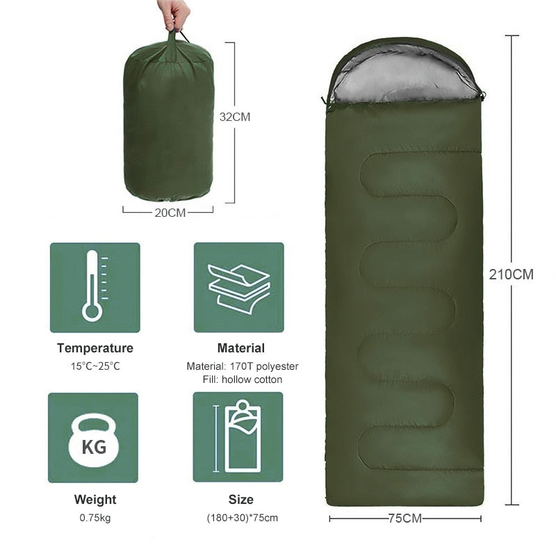Pacoone Camping Sleeping Bag Lightweight 4 Season Warm & Cold Envelope Backpacking Sleeping Bag for Outdoor Traveling Hiking