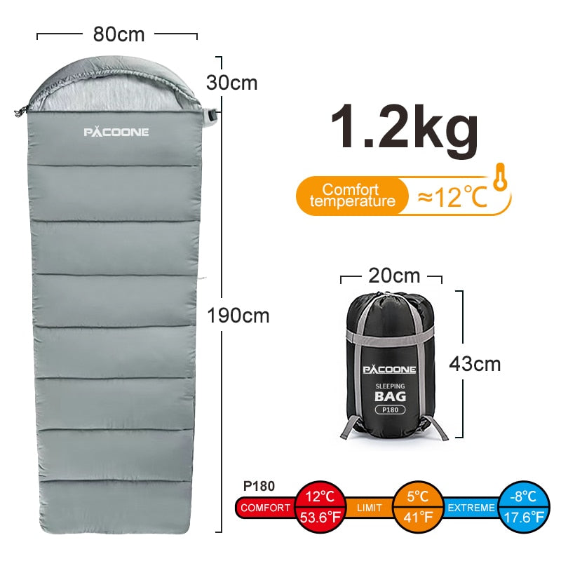 Pacoone Camping Sleeping Bag Lightweight 4 Season Warm & Cold Envelope Backpacking Sleeping Bag for Outdoor Traveling Hiking