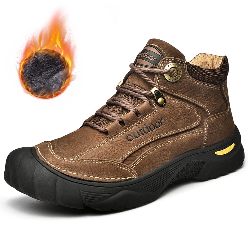 HIKEUP Men's Cow Leather Trekking Sneakers