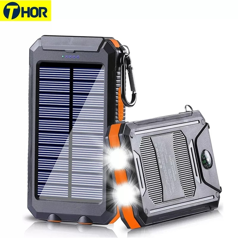 Solar Power Bank 80000mAh Portable Charging Powerbank External Battery Charger  Strong Light LDE Light for All Smartphones