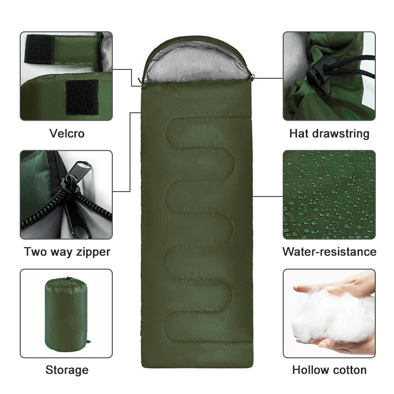 Pacoone Camping Sleeping Bag Lightweight 4 Season Warm & Cold Envelope Backpacking Sleeping Bag for Outdoor Traveling Hiking